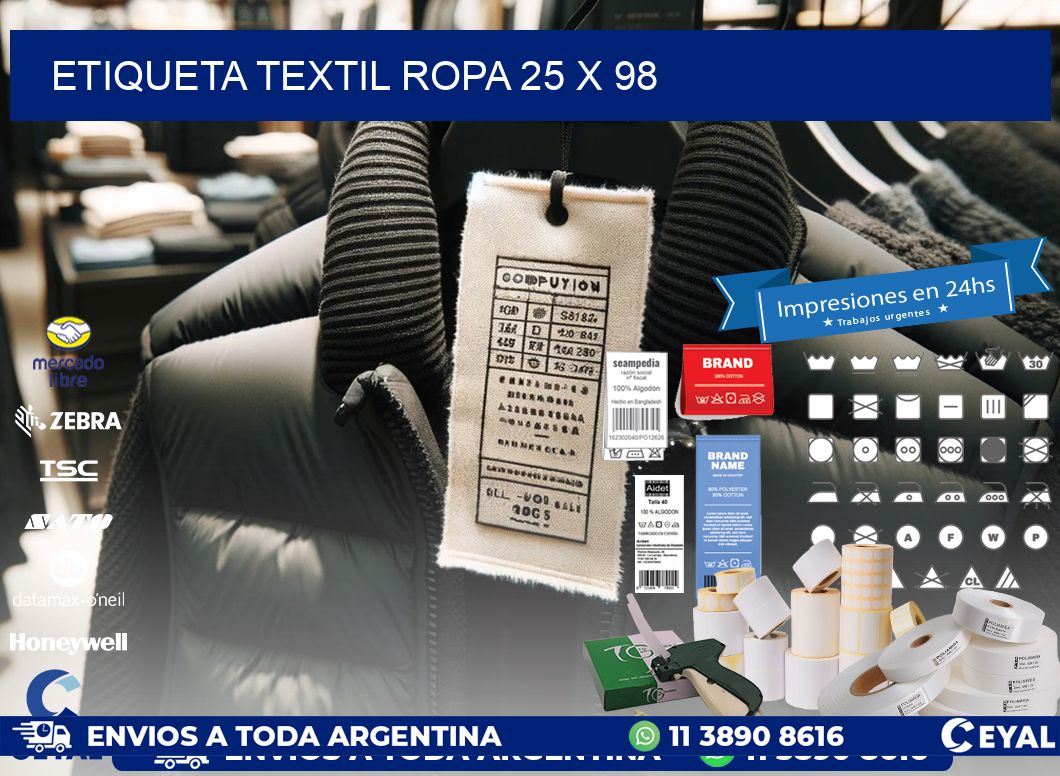 ETIQUETA TEXTIL ROPA 25 x 98