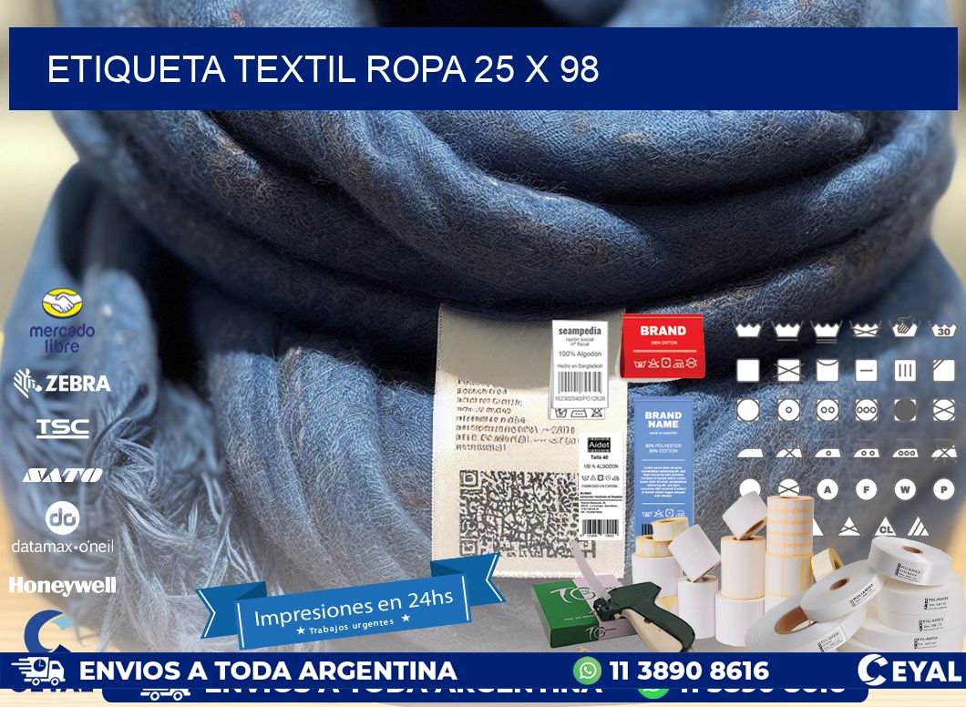 ETIQUETA TEXTIL ROPA 25 x 98