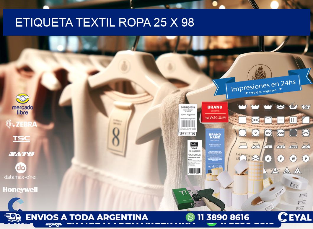 ETIQUETA TEXTIL ROPA 25 x 98