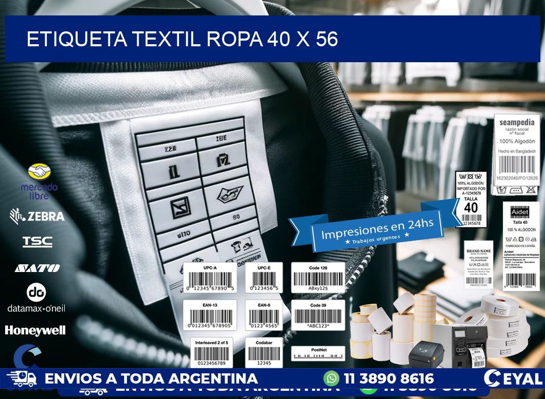 ETIQUETA TEXTIL ROPA 40 x 56