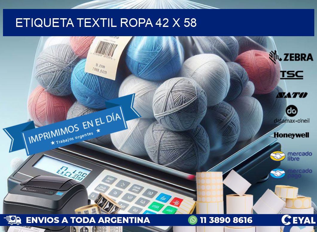 ETIQUETA TEXTIL ROPA 42 x 58