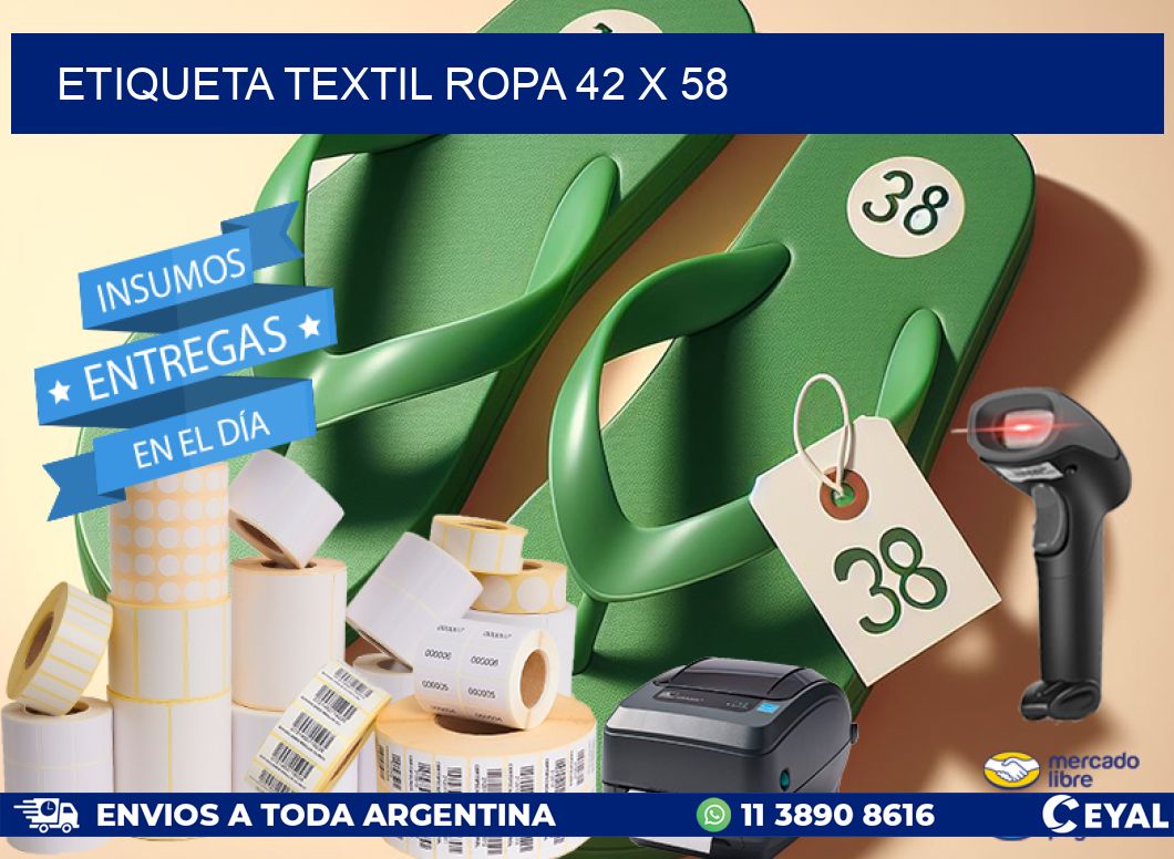 ETIQUETA TEXTIL ROPA 42 x 58