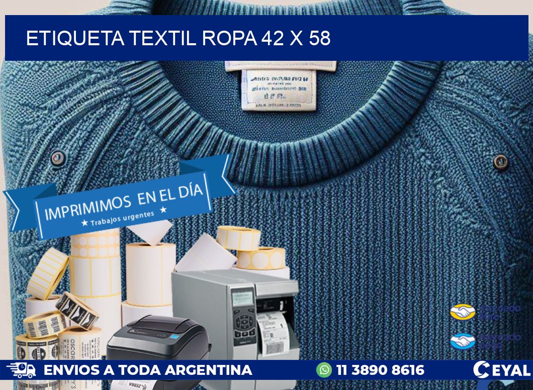 ETIQUETA TEXTIL ROPA 42 x 58