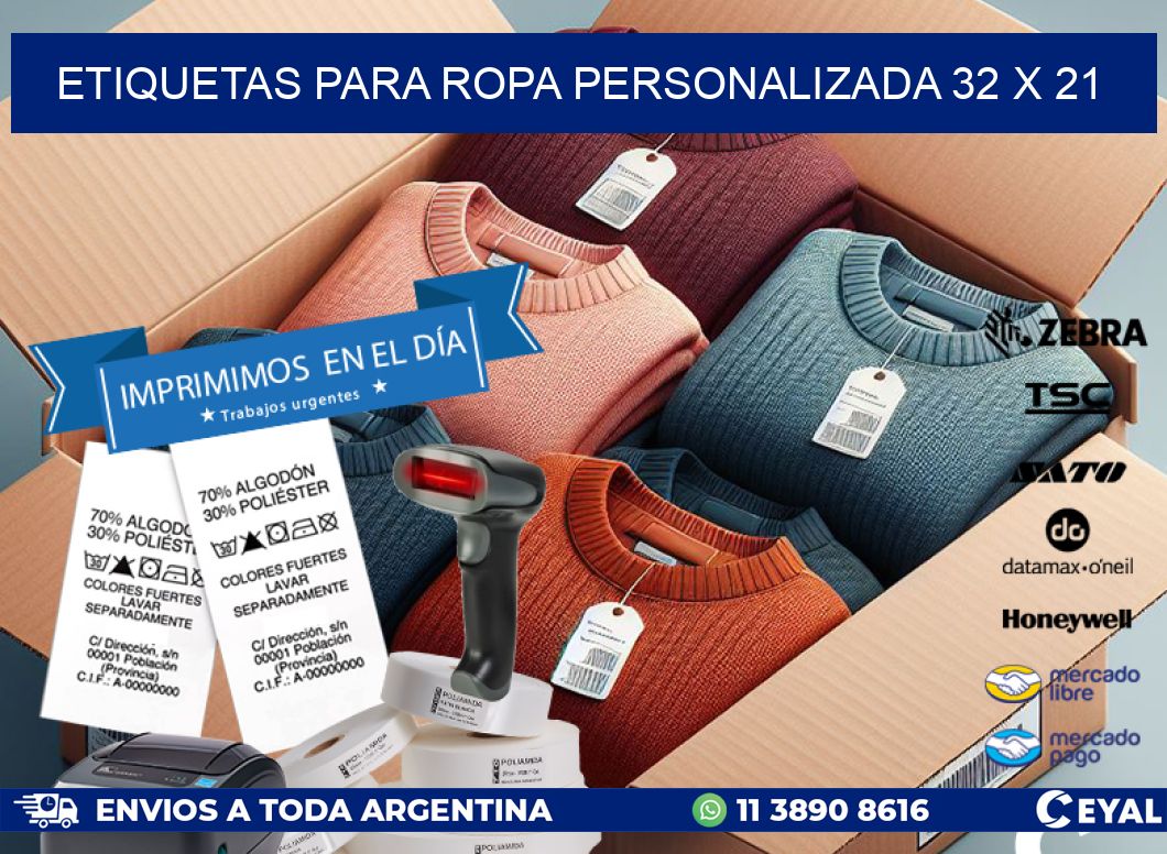 ETIQUETAS PARA ROPA PERSONALIZADA 32 x 21