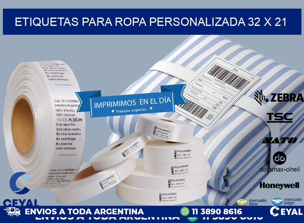 ETIQUETAS PARA ROPA PERSONALIZADA 32 x 21