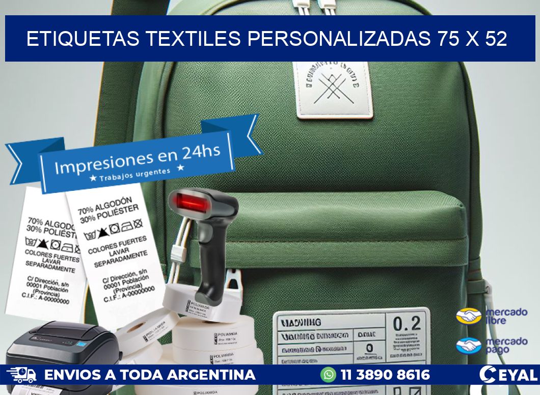 ETIQUETAS TEXTILES PERSONALIZADAS 75 x 52