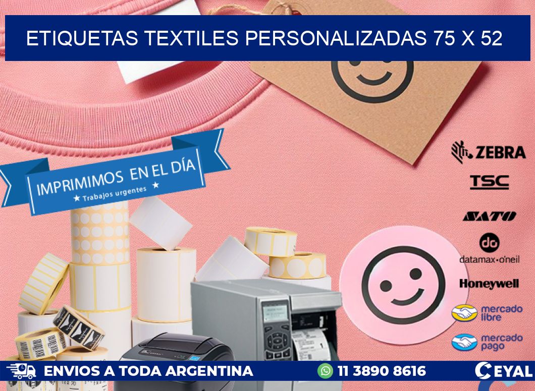 ETIQUETAS TEXTILES PERSONALIZADAS 75 x 52