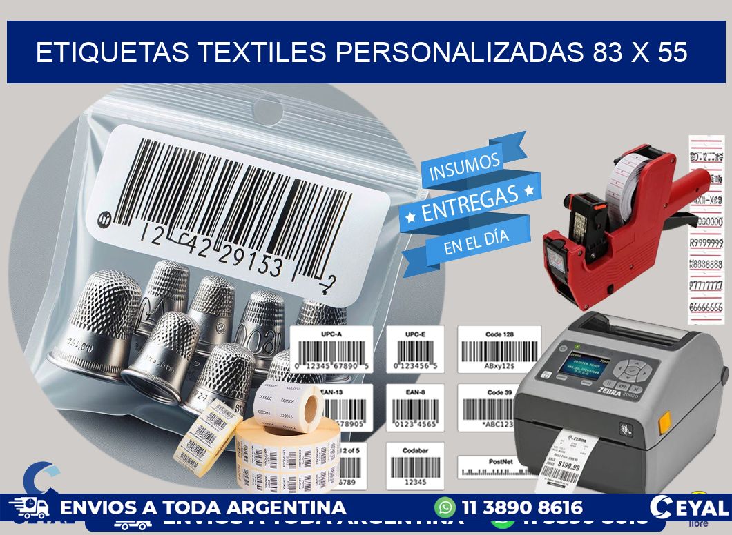 ETIQUETAS TEXTILES PERSONALIZADAS 83 x 55