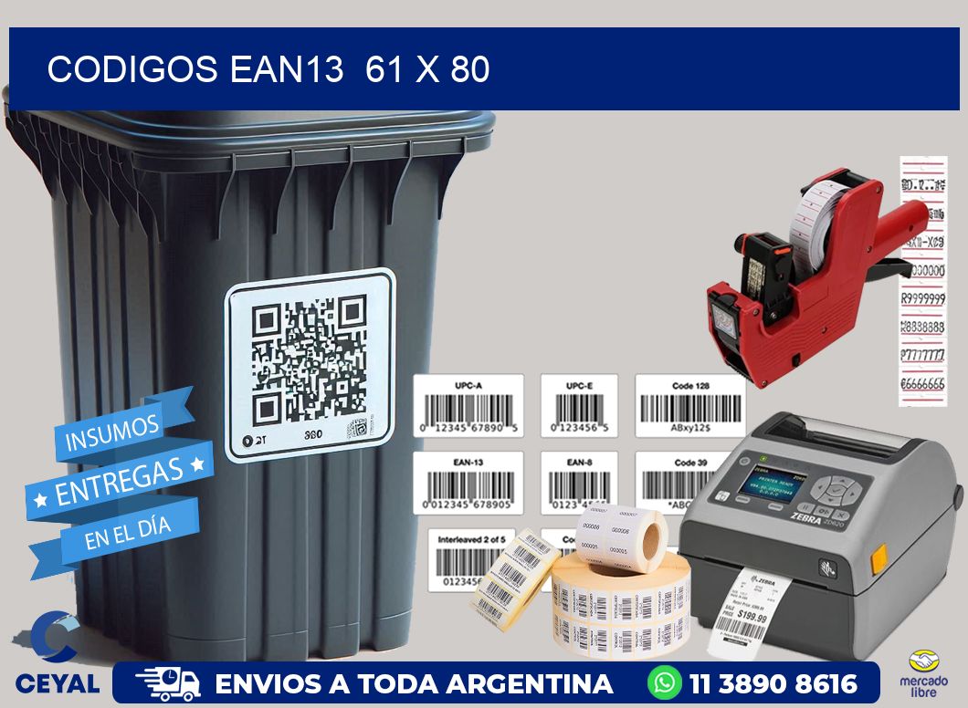 CODIGOS EAN13  61 x 80