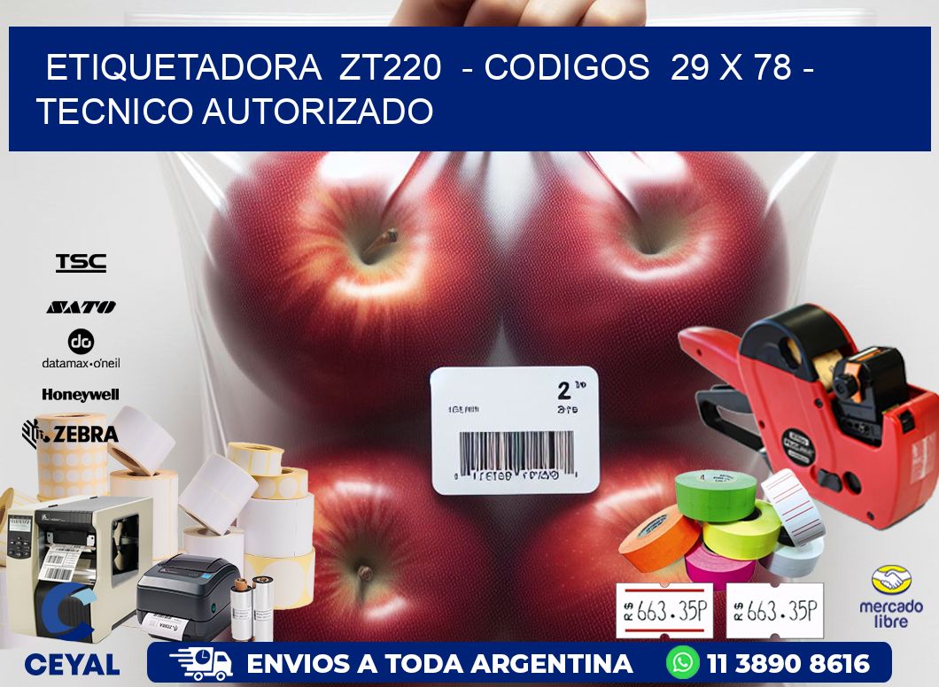 ETIQUETADORA  ZT220  - CODIGOS  29 x 78 - TECNICO AUTORIZADO