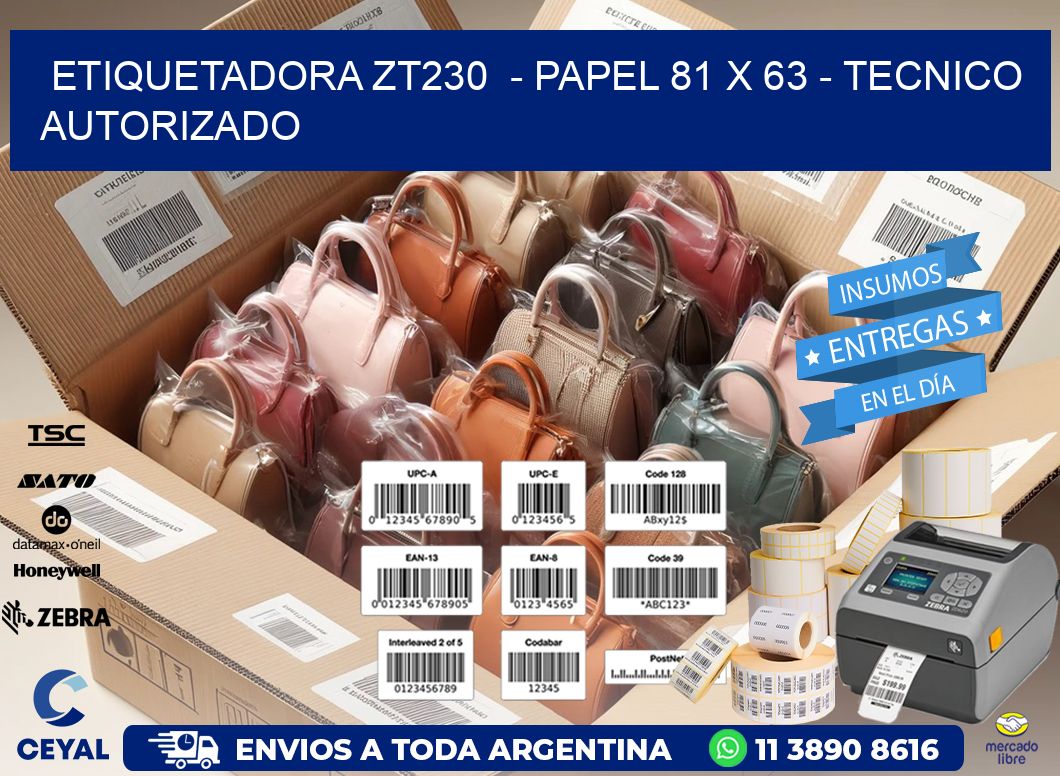 ETIQUETADORA ZT230 - PAPEL 81 x 63 - TECNICO AUTORIZADO