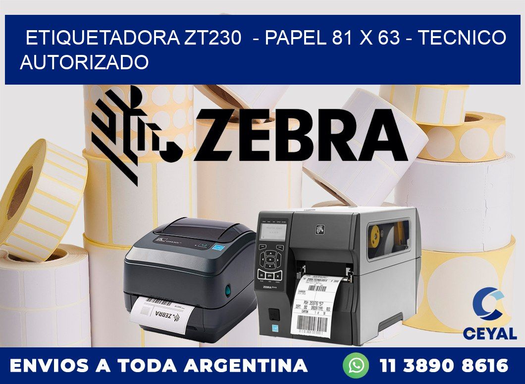 ETIQUETADORA ZT230 - PAPEL 81 x 63 - TECNICO AUTORIZADO