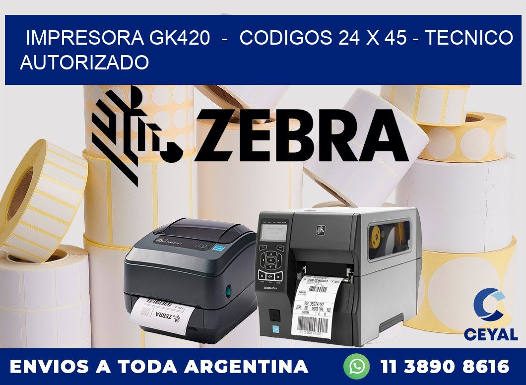 IMPRESORA GK420  -  CODIGOS 24 x 45 - TECNICO AUTORIZADO