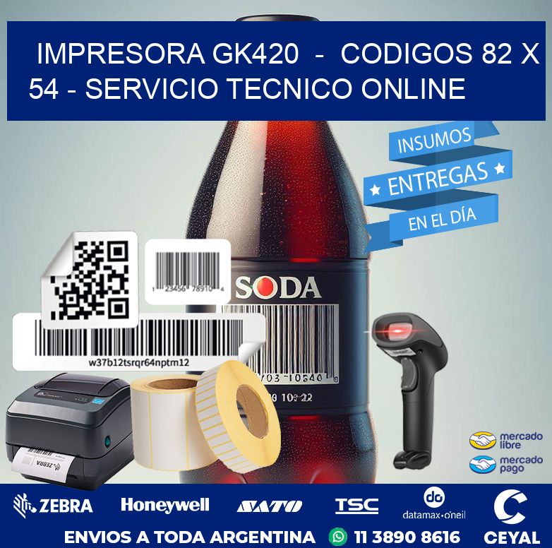 IMPRESORA GK420  –  CODIGOS 82 x 54 – SERVICIO TECNICO ONLINE