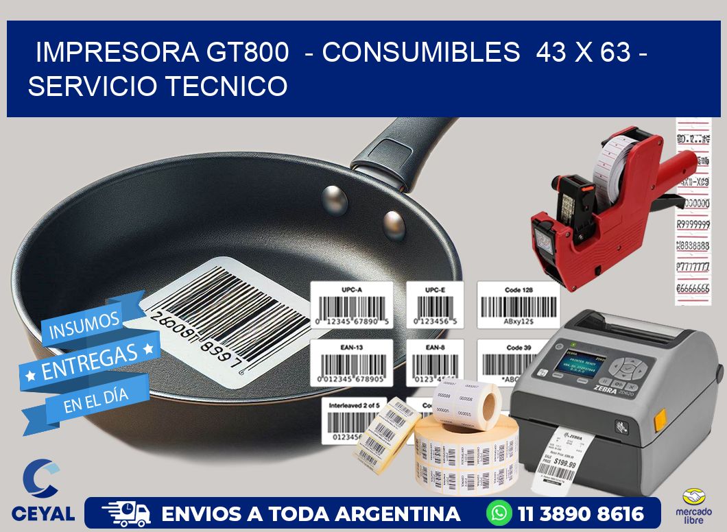 IMPRESORA GT800 - CONSUMIBLES 43 x 63 - SERVICIO TECNICO