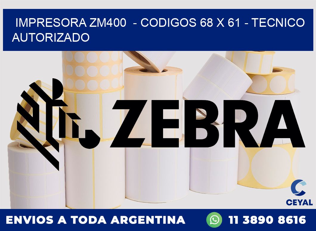 IMPRESORA ZM400 - CODIGOS 68 x 61 - TECNICO AUTORIZADO