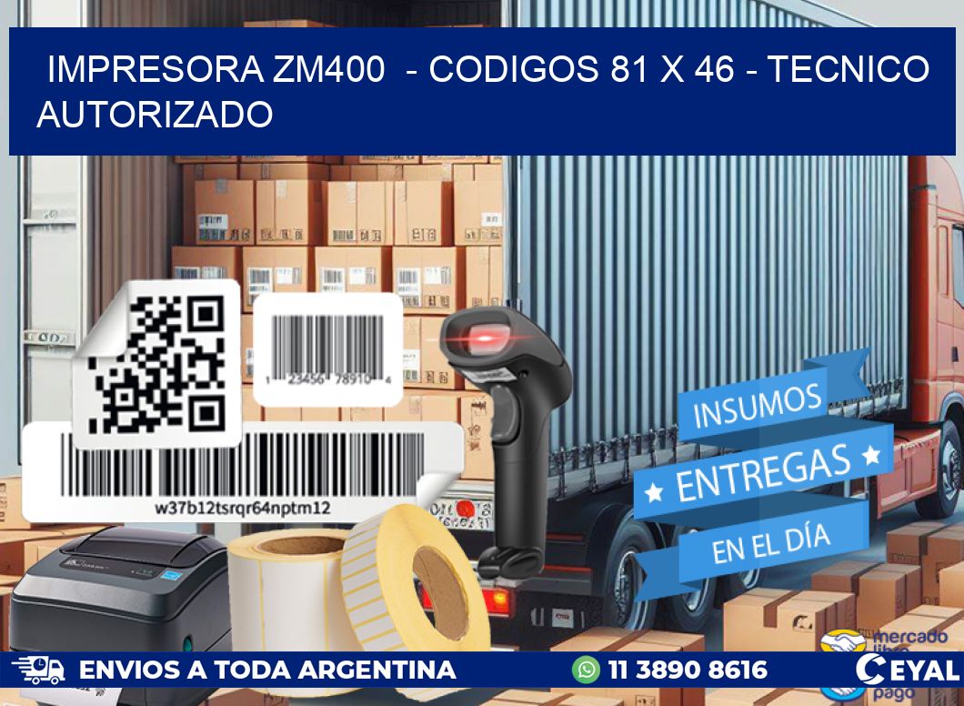 IMPRESORA ZM400  - CODIGOS 81 x 46 - TECNICO AUTORIZADO