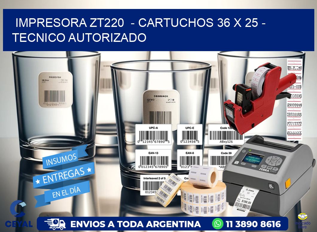 IMPRESORA ZT220  - CARTUCHOS 36 x 25 - TECNICO AUTORIZADO