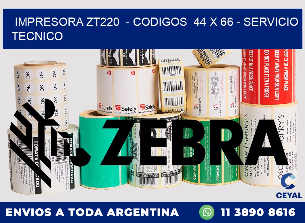 IMPRESORA ZT220  - CODIGOS  44 x 66 - SERVICIO TECNICO