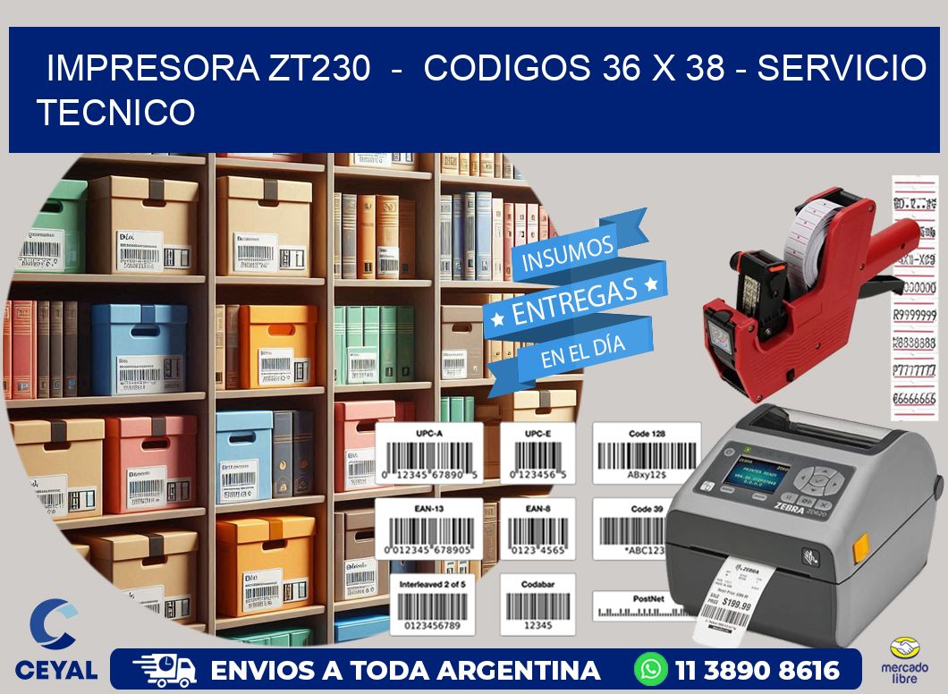 IMPRESORA ZT230  -  CODIGOS 36 x 38 - SERVICIO TECNICO