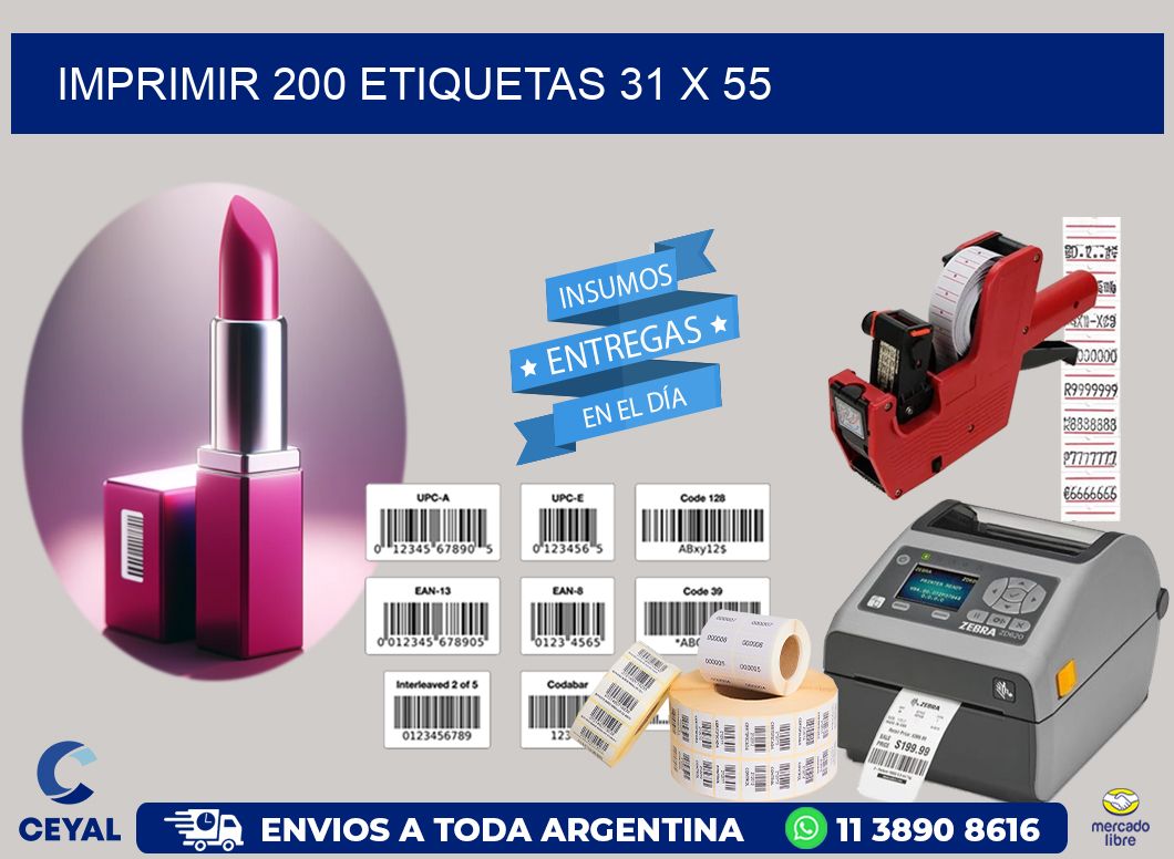 IMPRIMIR 200 ETIQUETAS 31 x 55