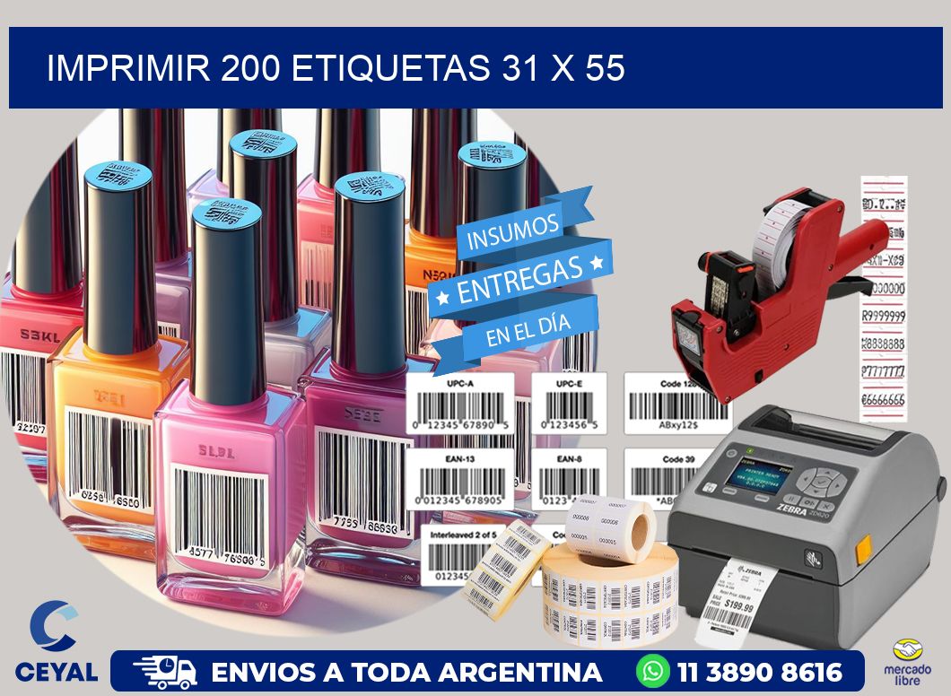 IMPRIMIR 200 ETIQUETAS 31 x 55