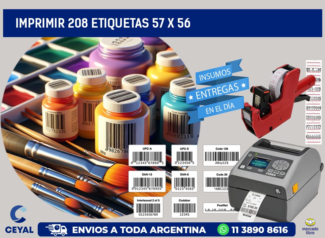 IMPRIMIR 208 ETIQUETAS 57 x 56