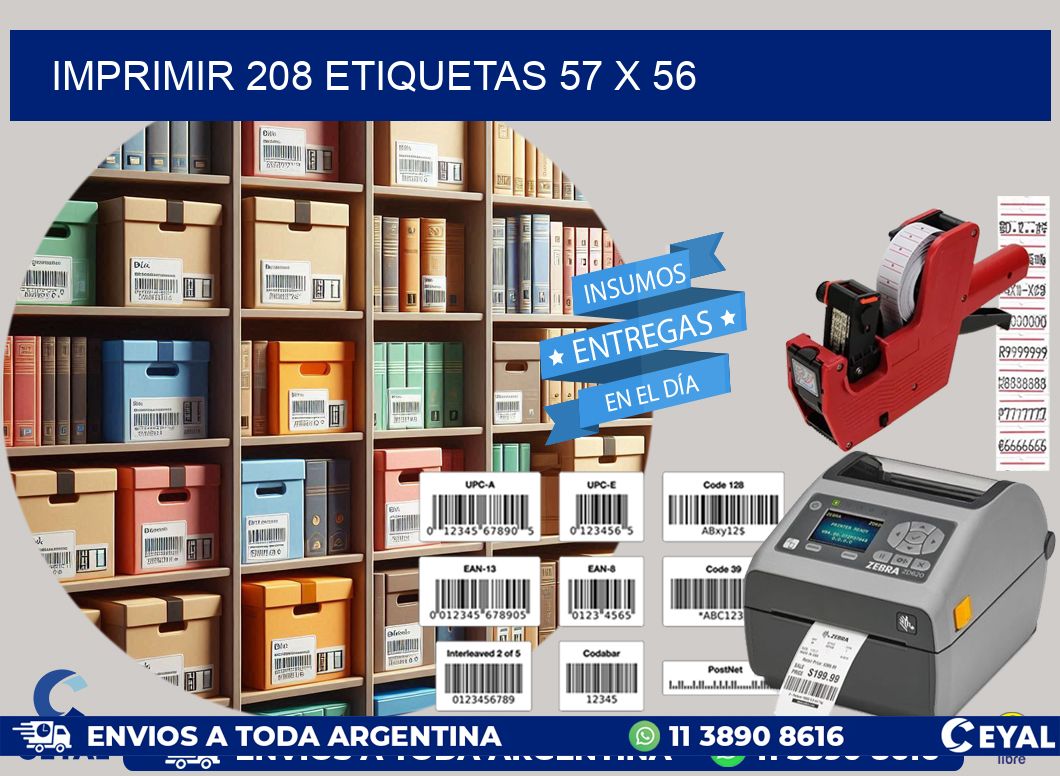 IMPRIMIR 208 ETIQUETAS 57 x 56