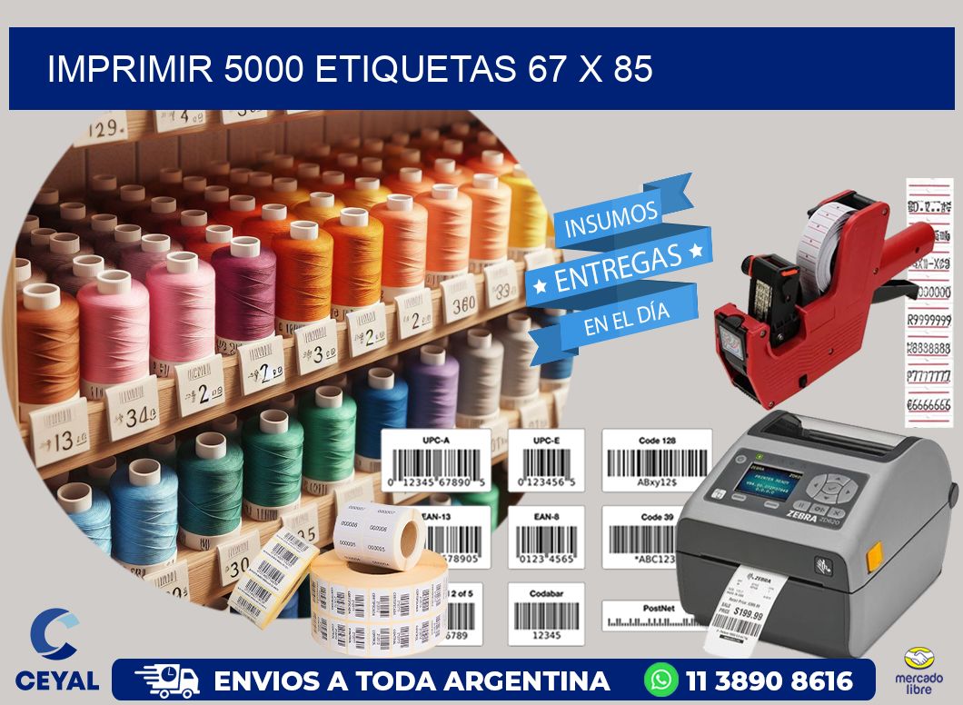 IMPRIMIR 5000 ETIQUETAS 67 x 85