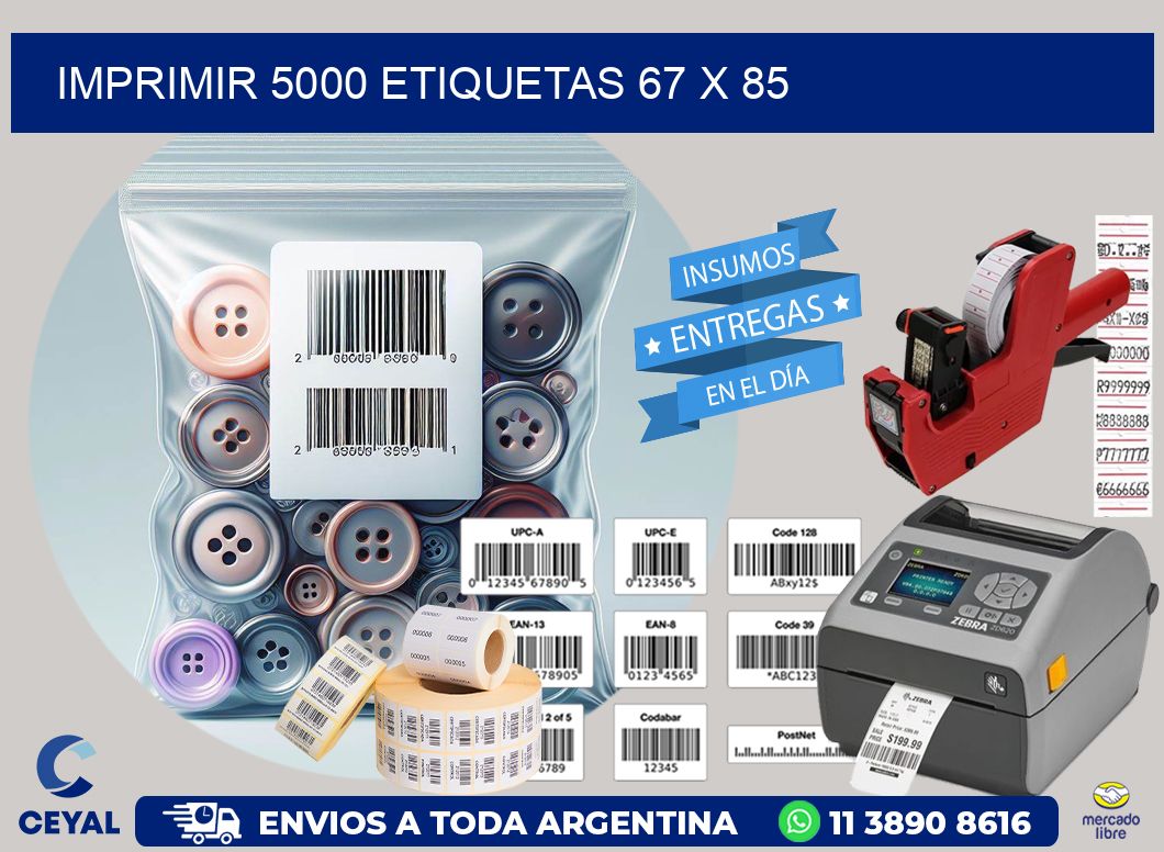 IMPRIMIR 5000 ETIQUETAS 67 x 85