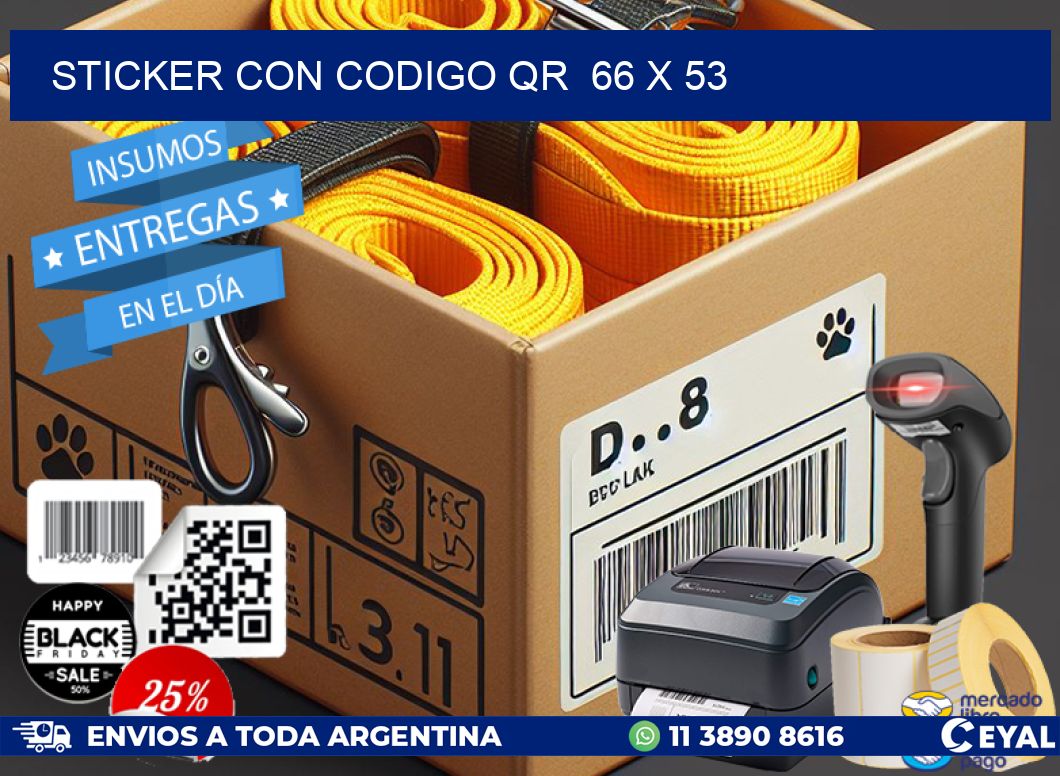 STICKER CON CODIGO QR  66 x 53