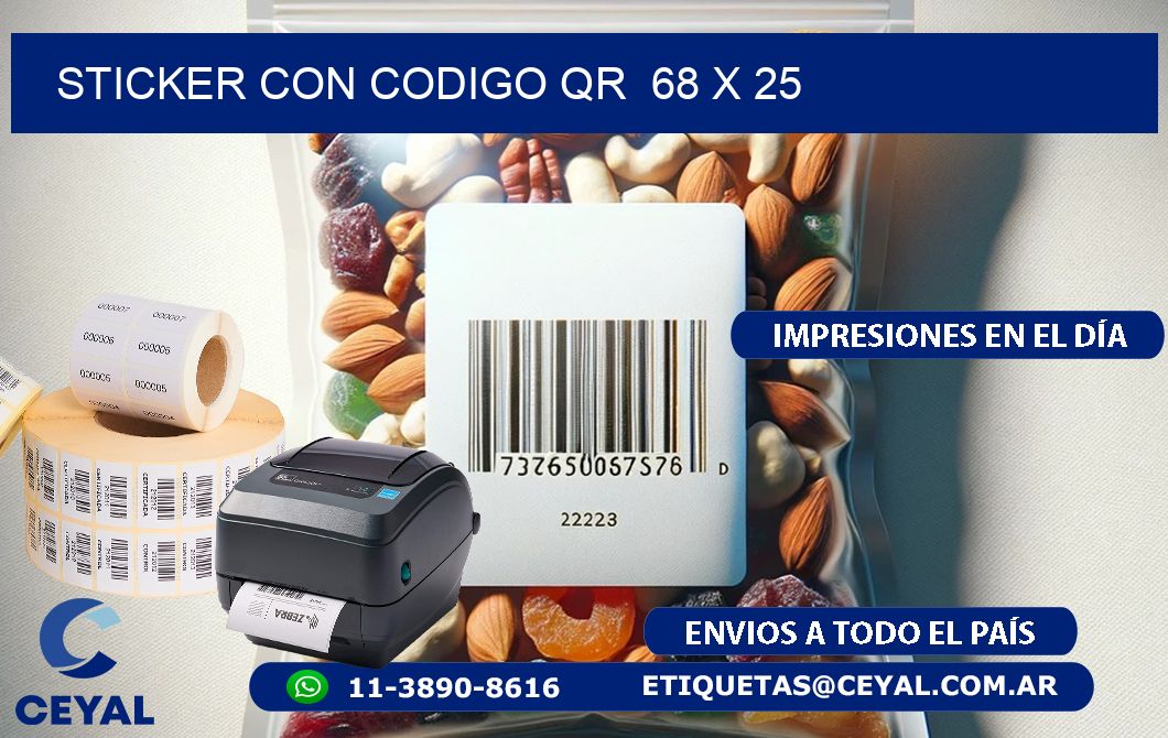 STICKER CON CODIGO QR  68 x 25