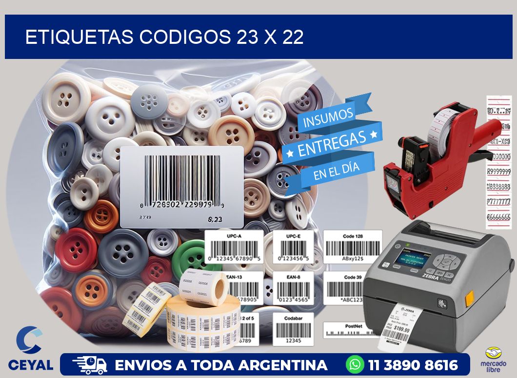 etiquetas codigos 23 x 22