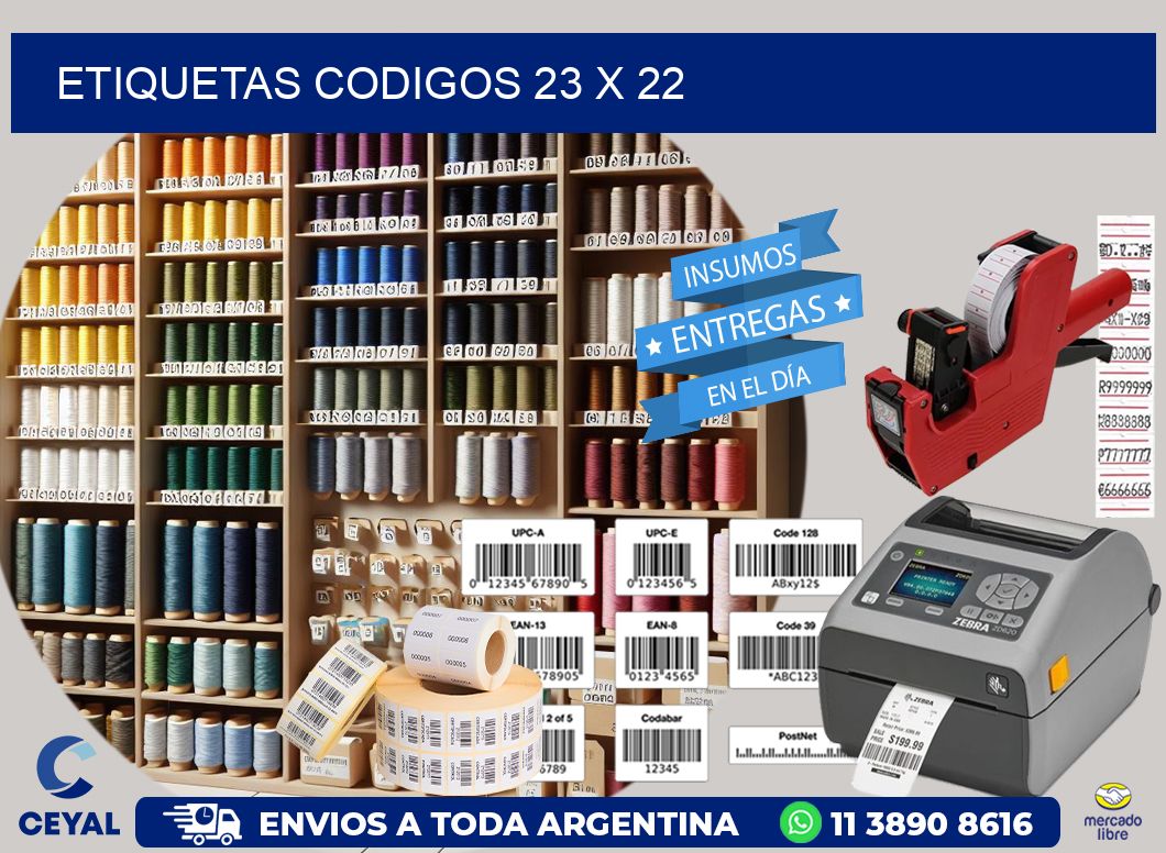 etiquetas codigos 23 x 22