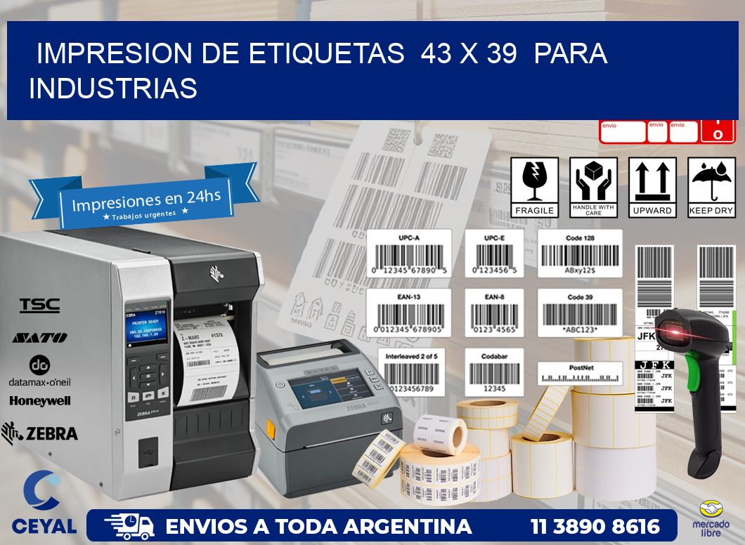 impresion de etiquetas 43 x 39 para industrias