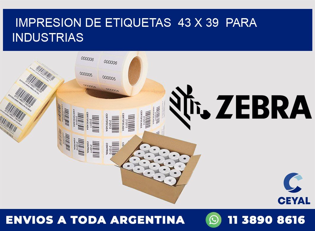 impresion de etiquetas 43 x 39 para industrias
