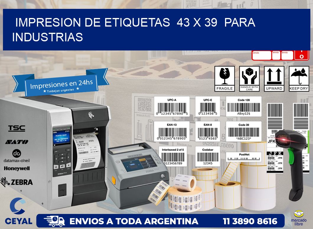 impresion de etiquetas  43 x 39  para industrias