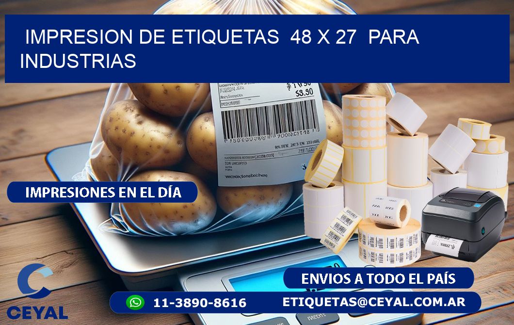 impresion de etiquetas  48 x 27  para industrias