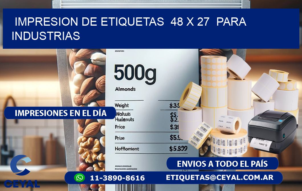 impresion de etiquetas  48 x 27  para industrias
