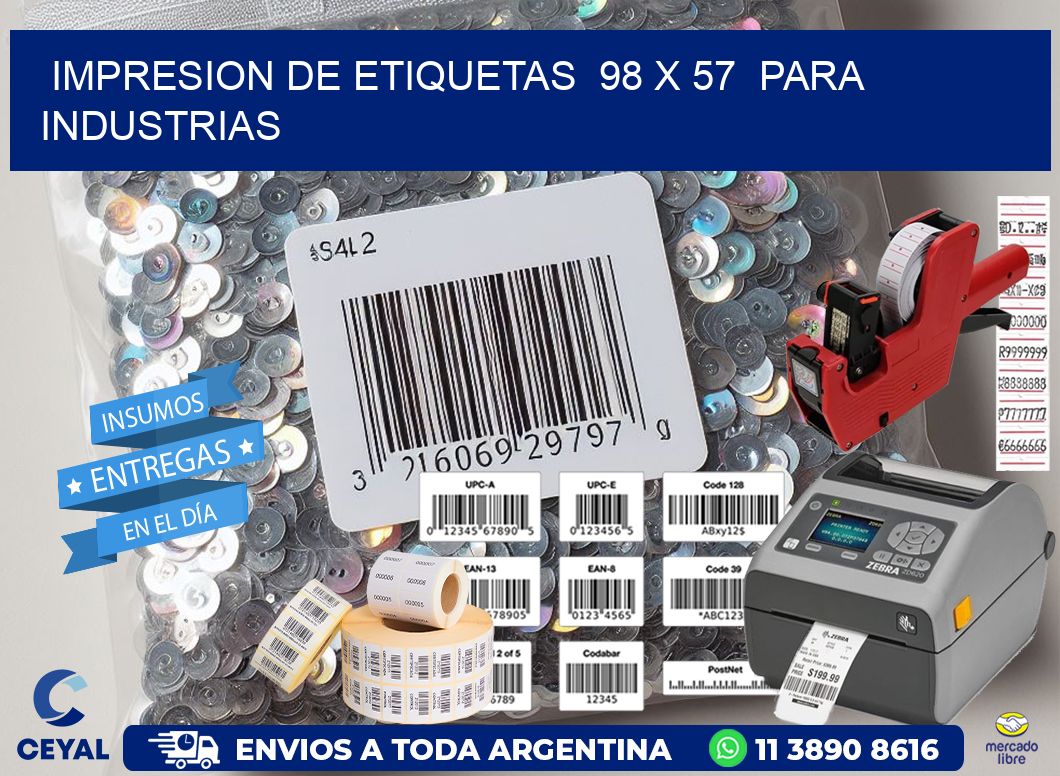 impresion de etiquetas  98 x 57  para industrias