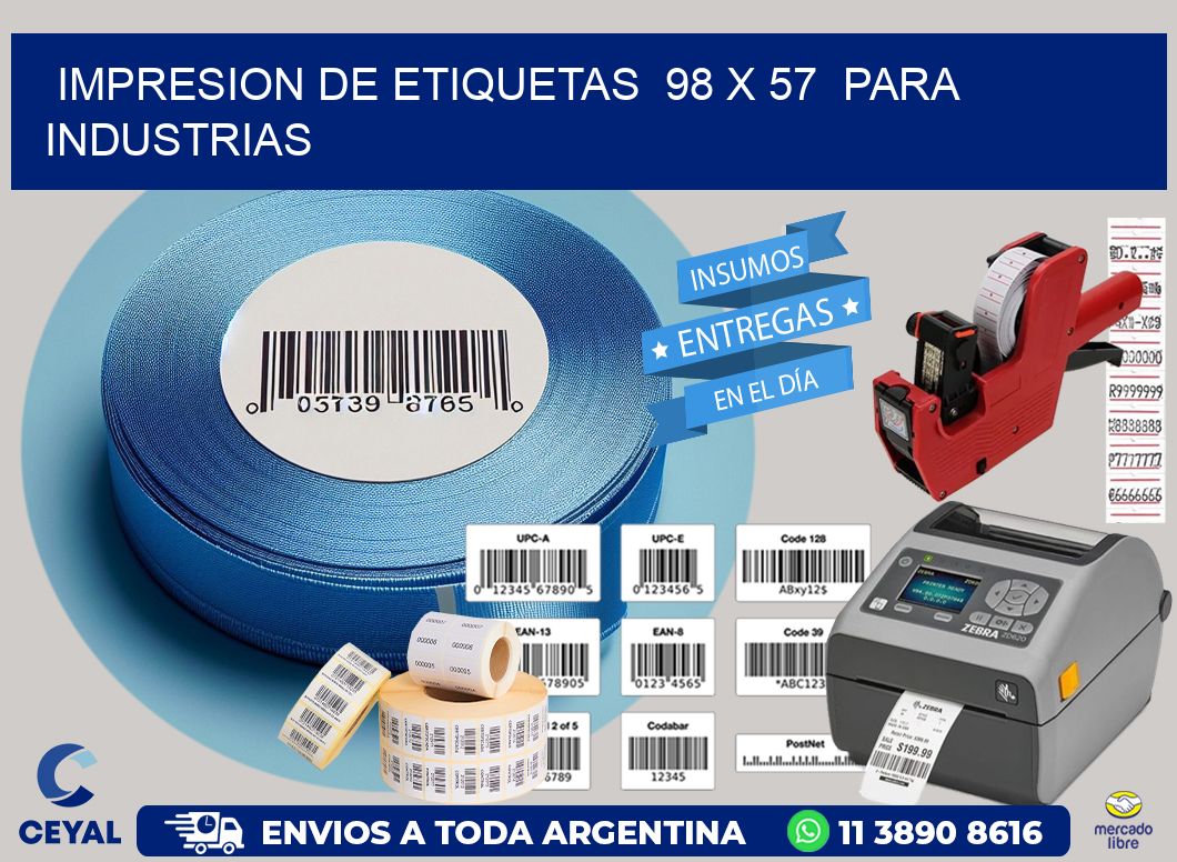 impresion de etiquetas  98 x 57  para industrias