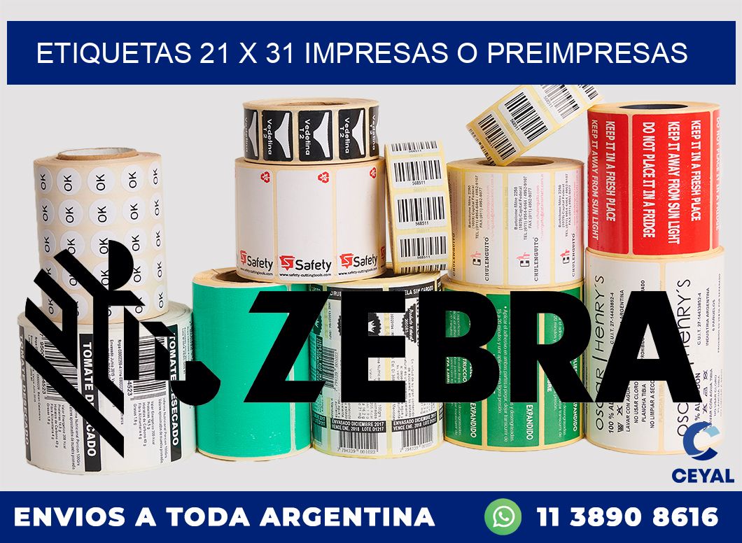 ETIQUETAS 21 x 31 IMPRESAS O PREIMPRESAS