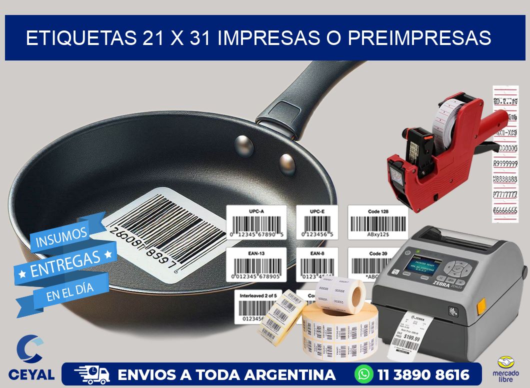 ETIQUETAS 21 x 31 IMPRESAS O PREIMPRESAS