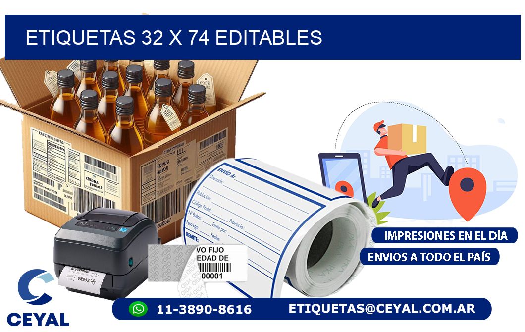 ETIQUETAS 32 x 74 EDITABLES