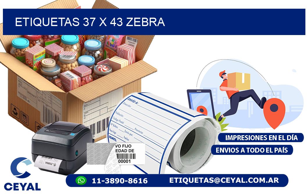 ETIQUETAS 37 x 43 ZEBRA
