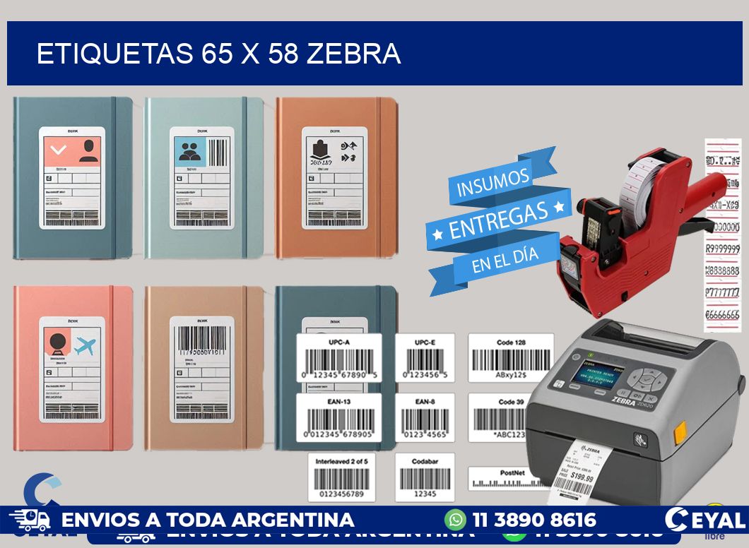 ETIQUETAS 65 x 58 ZEBRA