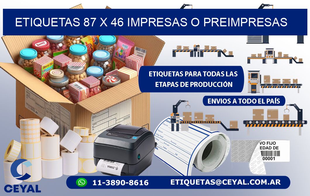 ETIQUETAS 87 x 46 IMPRESAS O PREIMPRESAS