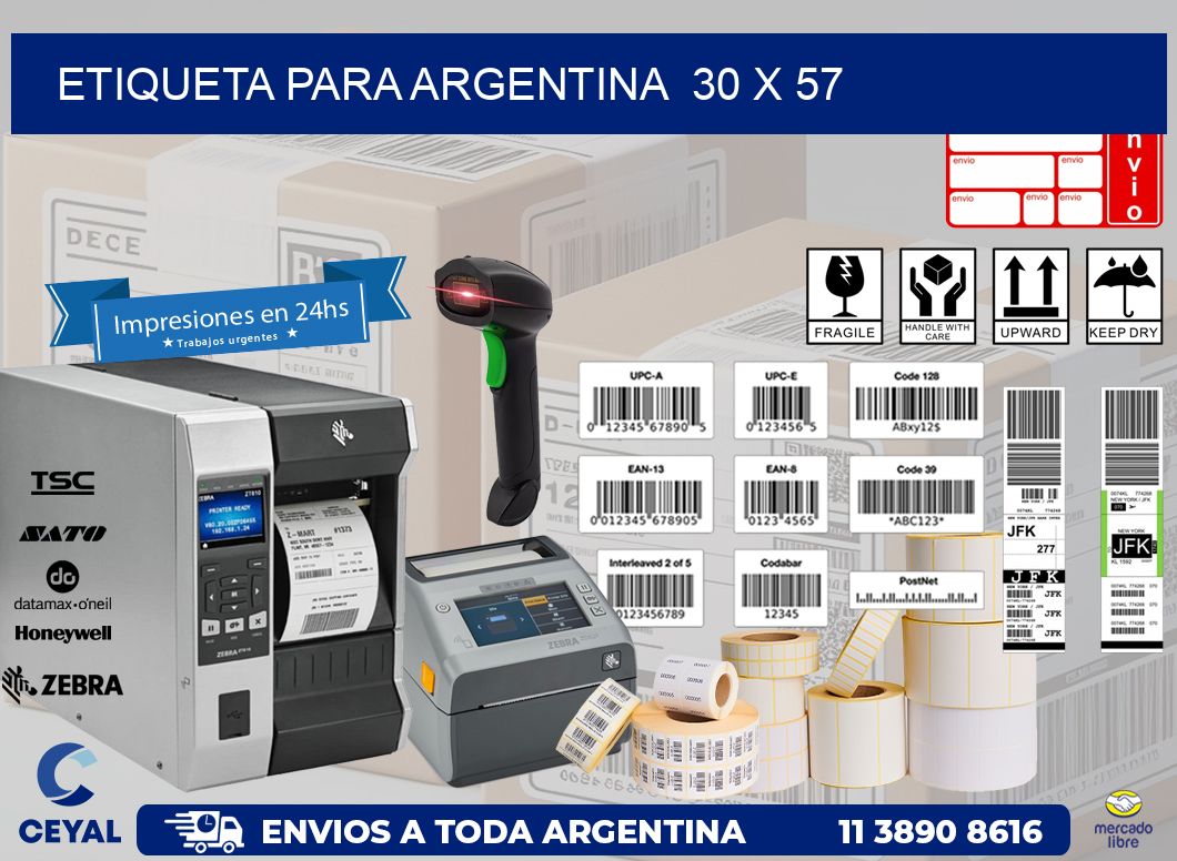 etiqueta para Argentina 30 x 57