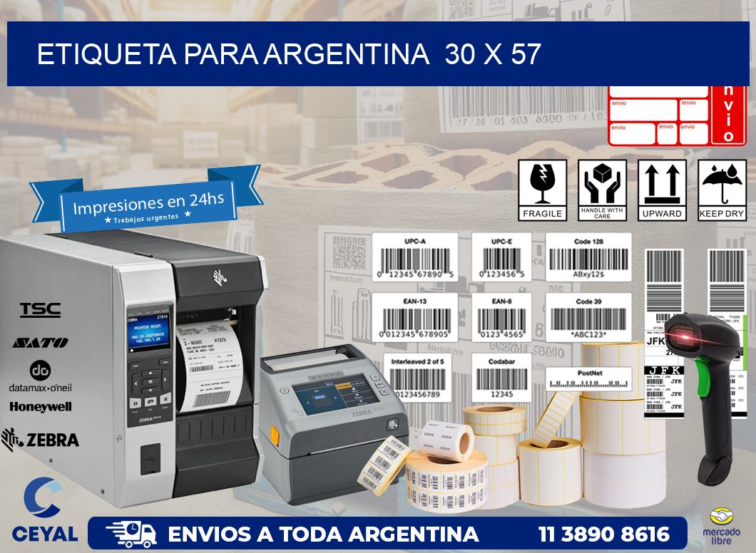 etiqueta para Argentina 30 x 57