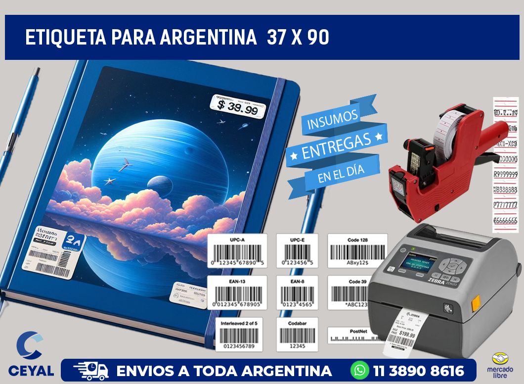 etiqueta para Argentina  37 x 90